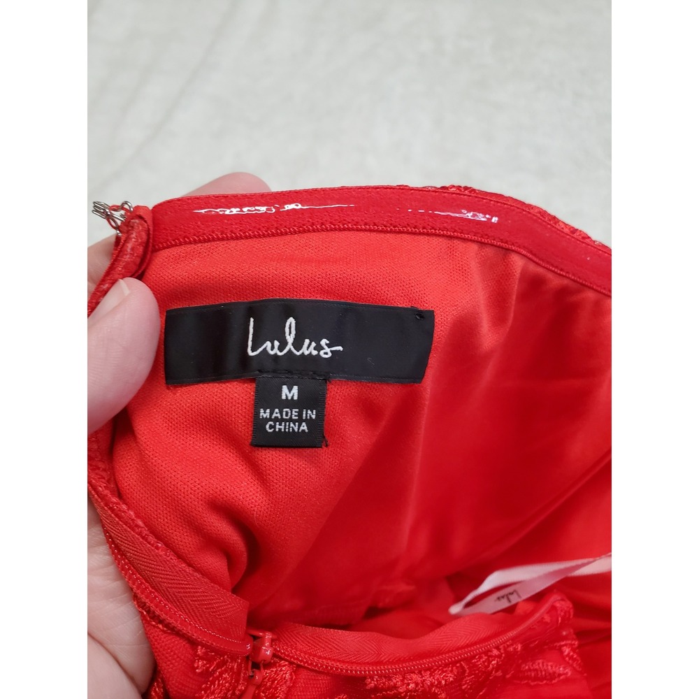 Lulus Red Floral Lace Strapless Bustier Sweetheart Mini Dress Medium Party HOCO - Picture 12 of 12